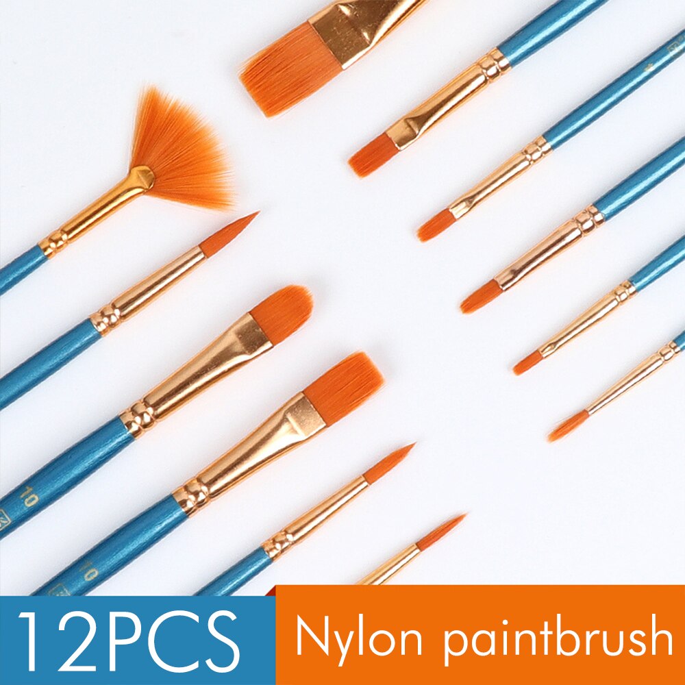 Acrylic Paint Set With 12PCS Brush 6ml Tubes Drawing Painting Pigment Acrylic Paint Color Set Paint Pigment