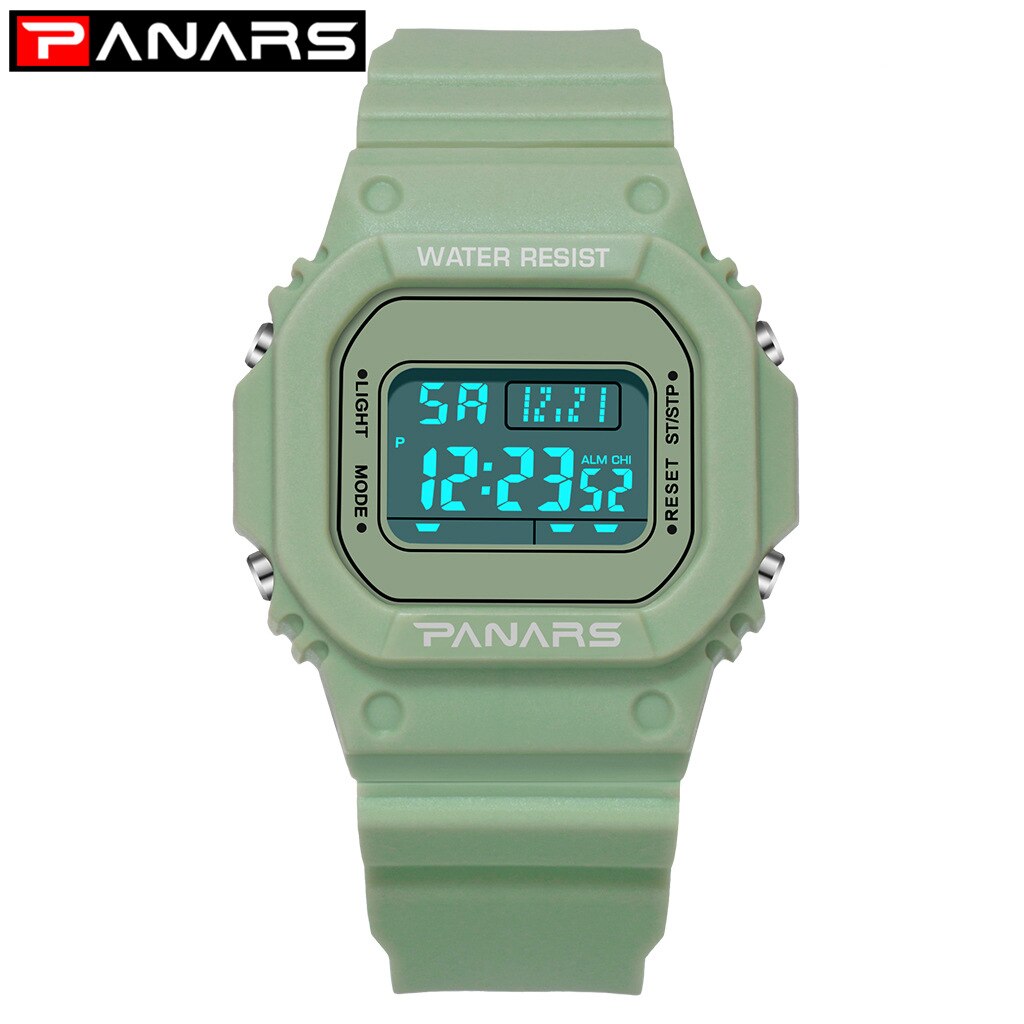 Panars Mode Dames Horloges Voor Vrouwen Led Digitale Sport Dames Horloge 50M Waterdichte Horloge Alarm Relogio Feminino: green