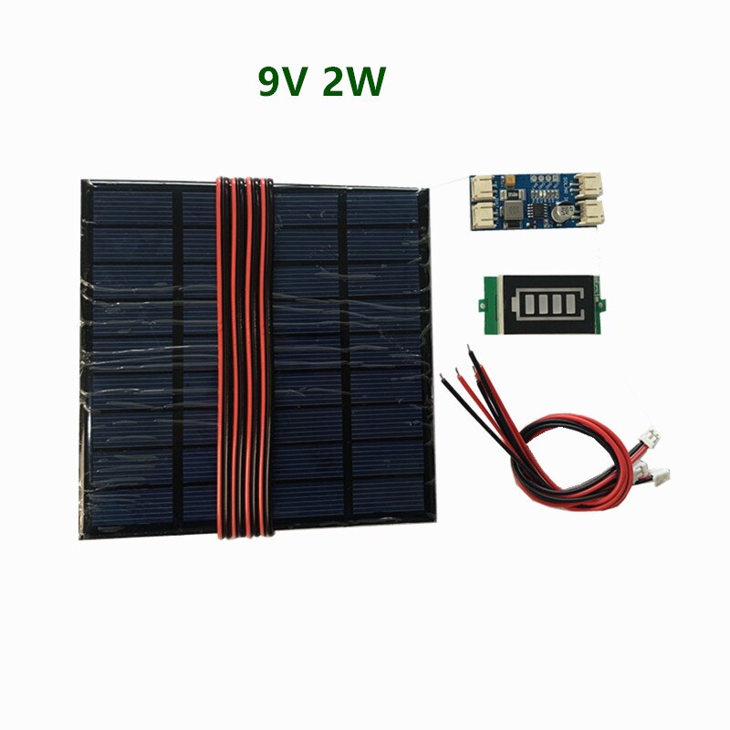 6V 3W Solar panel with Solar min battery charger with battery display DIY KIT PH 2.0 Cable