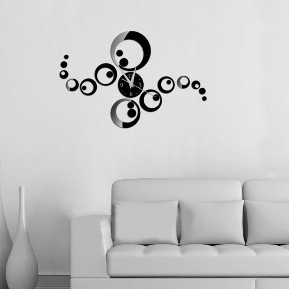 Mirror Sticker 3d Acrylic Wall Stickers Home Decor Europe Kitchen Horse Butterfly Christmas Wall Clock Great