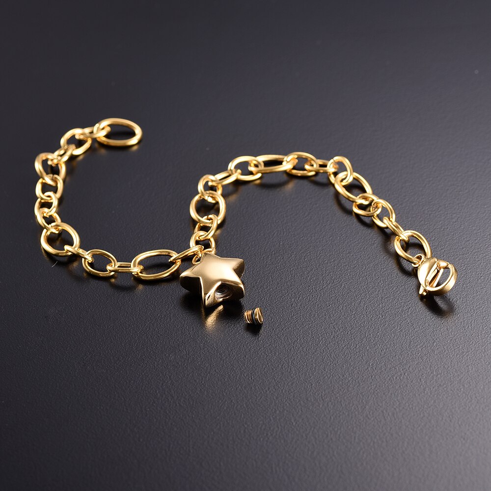 IJB0176-urna conmemorativa Mini, urna de cremación de estrellas, medallón para pulseras de cenizas, brazaletes de cadena de acero inoxidable, recuerdo con embudo gratis