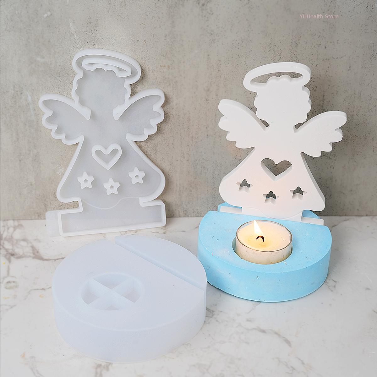 Engel Kandelaar Siliconen Mal Diy Handgemaakte Holle Ster Engel Kandelaar Ornamenten Mallen 3d Halo Engel Ambacht Feestelijk Decor