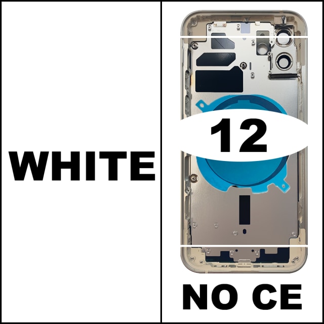 Kabinett til iphone 12 batteri bakdeksel + midtre chassisramme + simbrett + sidenøkkeldeler til iphone 12: 12- hvite-nr ce