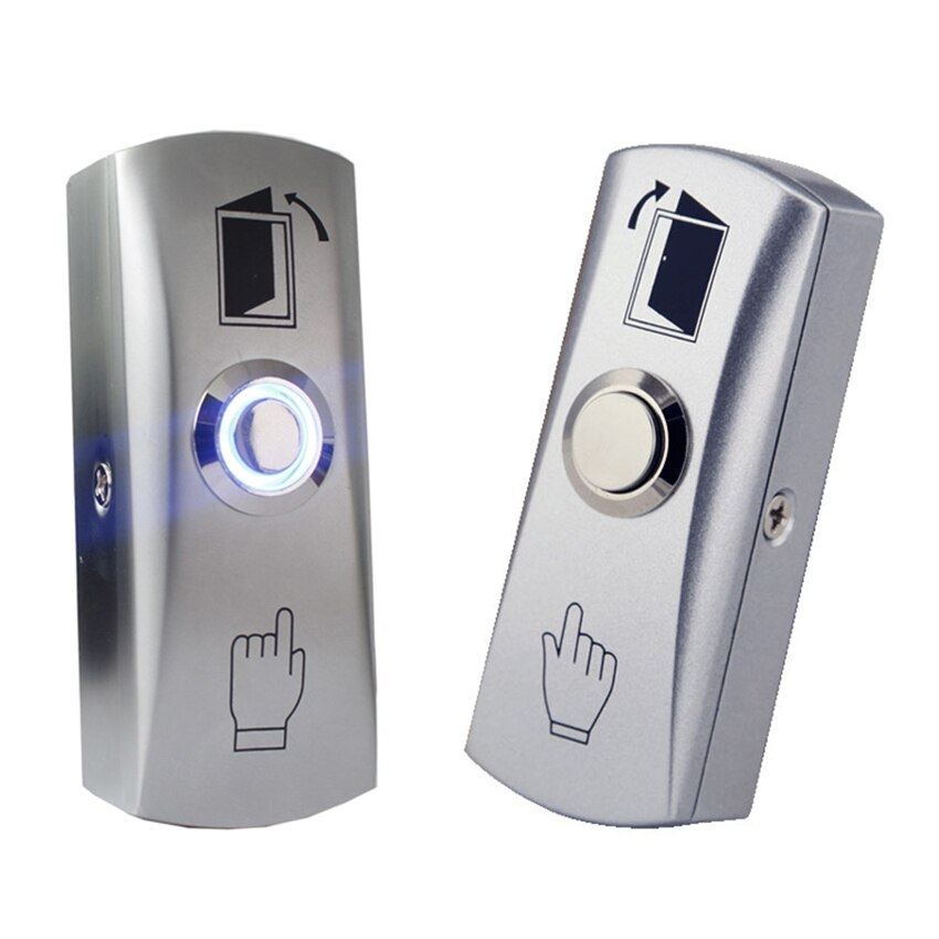 Push to Exit Button Switch NO/COM Output Zinc Alloy Panel with/without LED Light for Access Control Door Release Button Switch