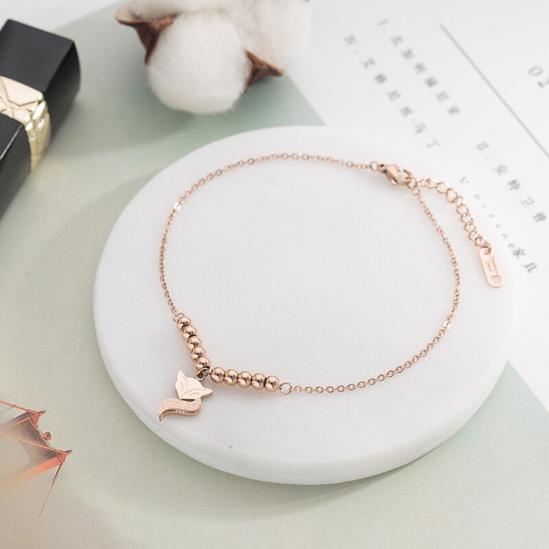 YUN RUO Rose Gold Farbe Fußkettchen Glück Fuchs Kette Frau 316 L Edelstahl Schmuck oben Nicht Verblassen neue