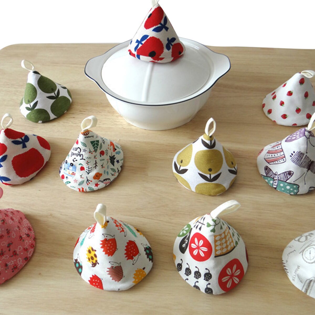 Driehoek Pot Hoed Anti-Brandwonden Isolatie Met Opknoping Ring Leuke Apple Patroon Print Keuken Pot Cover