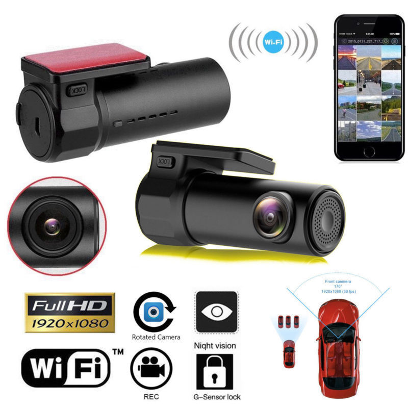 Full HD 1080P WiFi Car DVR Vehicle Camera Dash Cam Night Vision Wide Angle Video Recorder G-Sensor for IOS Android Smartphones