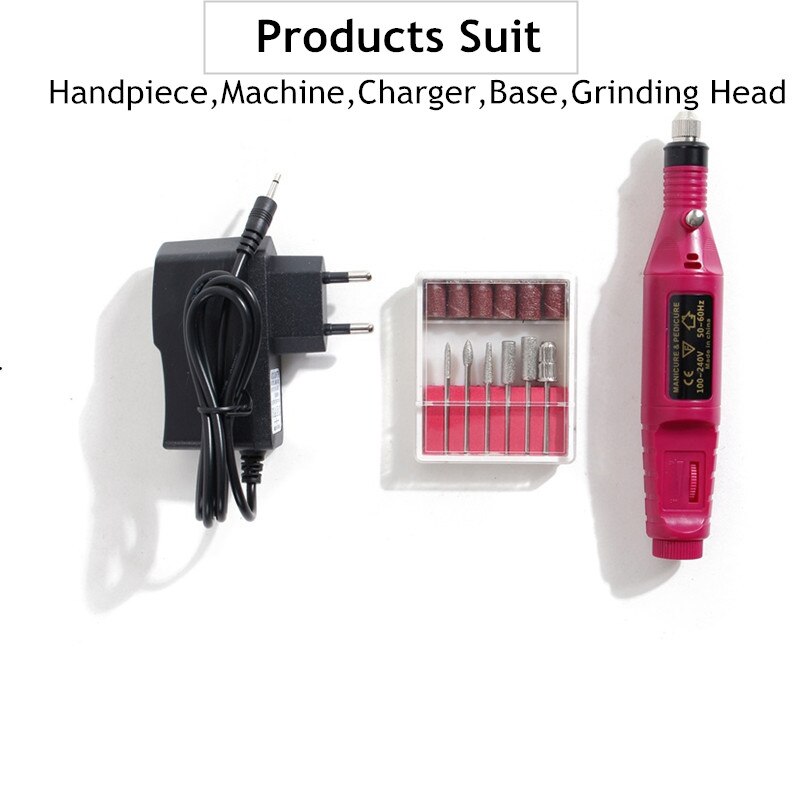 Torno uñas Máquina pulidora de uñas portátil, 30W, 20000RPM, lima de uñas eléctrica, pedicura, conjunto de herramientas para manicura, accesorios de uñas