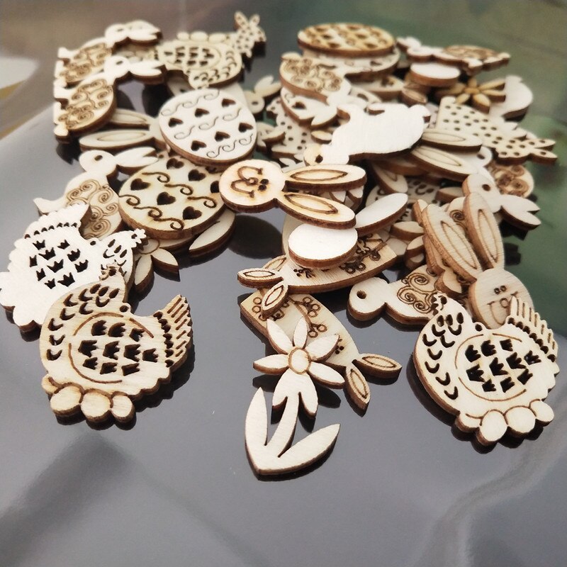 50pcs Bunny Rabbit Shape Unfinished Wood Animal Cut Outs Easter Decor DIY Craft