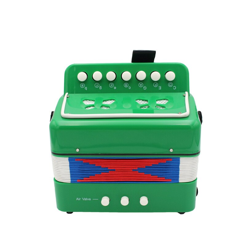 7 Button 2 Bass Accordion Mini Accordion Educational Instrument Rhythm Band Toy Children's Educational 10 Color: Green