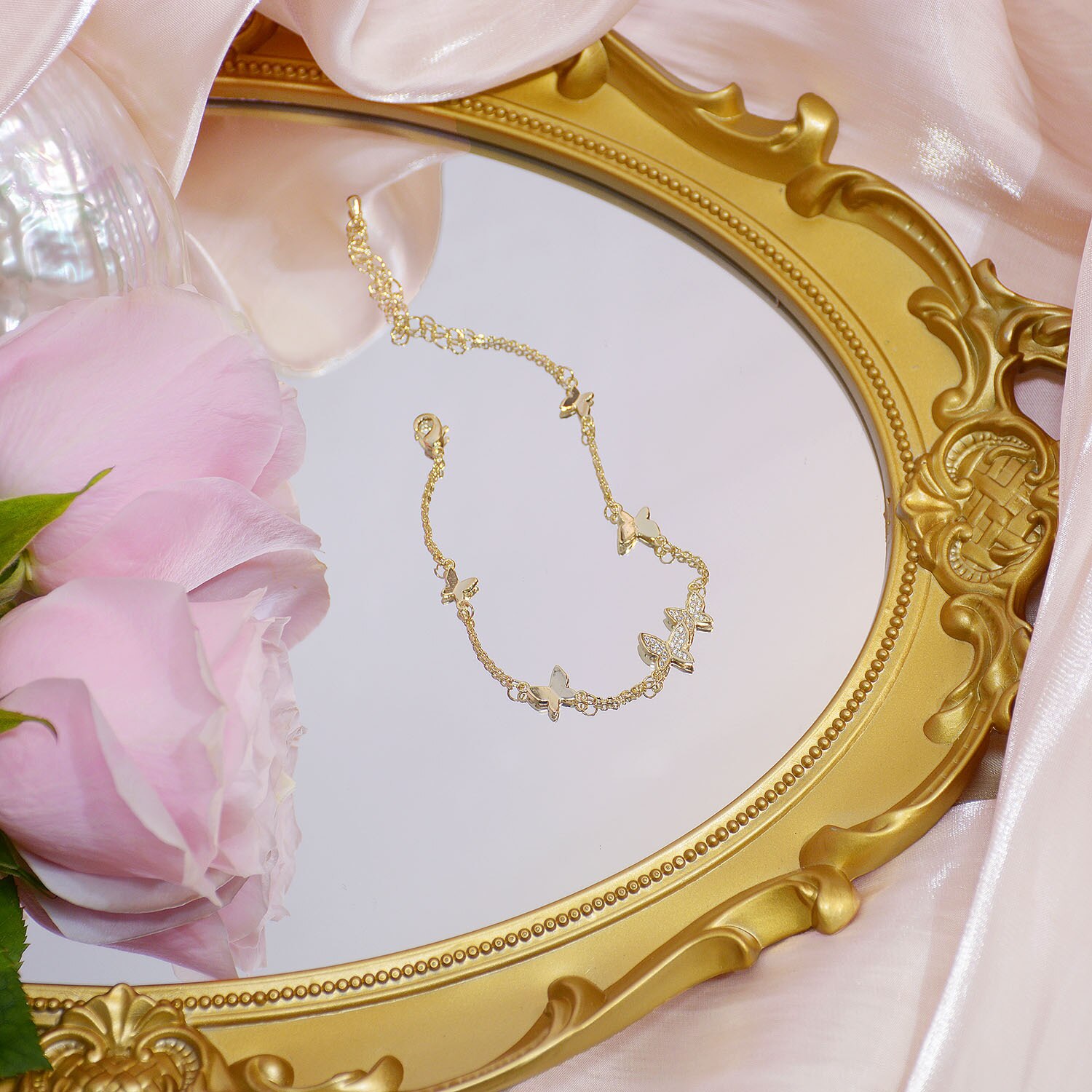 14k gold-plated fine jewelry butterfly micro-inlaid zircon bracelets for women, delicate luxury women's jewelry bracelet: Default Title