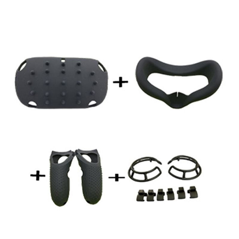 1Set Silicone Head Cover Protective Case Face Mask for Oculus Quest Controller: Black