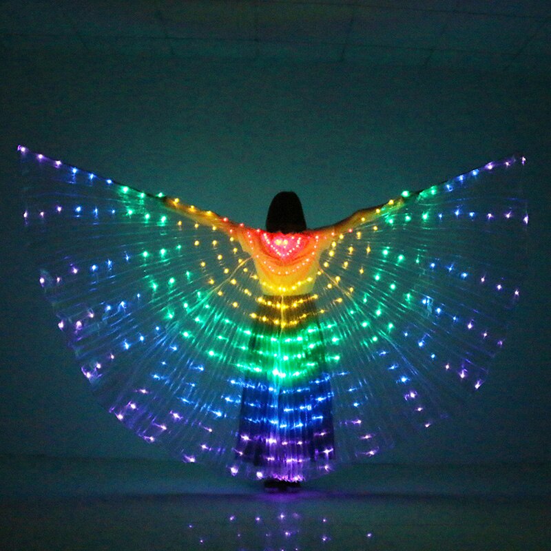 Accesorios para actuación en escenario para mujer, accesorio de baile, alas de baile LED para DJ, disfraz de alas iluminadas, alas de baile LED, colores del arco iris