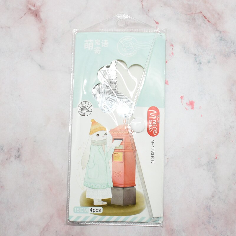 4 pieces / set of cartoon protractor ruler mathematics classroom ruler school student supplies