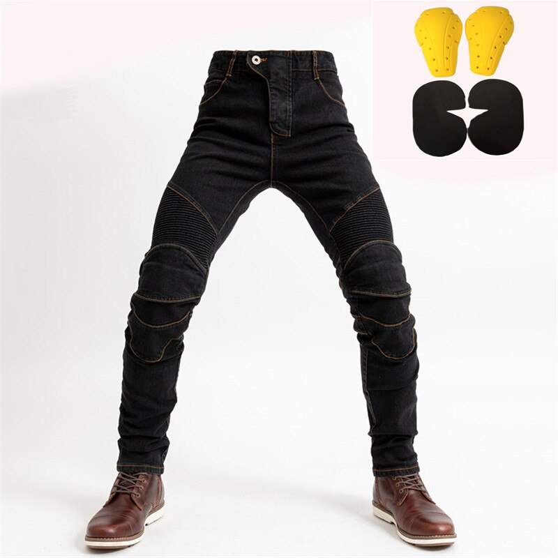 Motopants Classic Motorcycle Pants Men Moto Jeans Protective Gear Riding Touring Motorbike Trousers Motocross Pants With Gears: Black / L