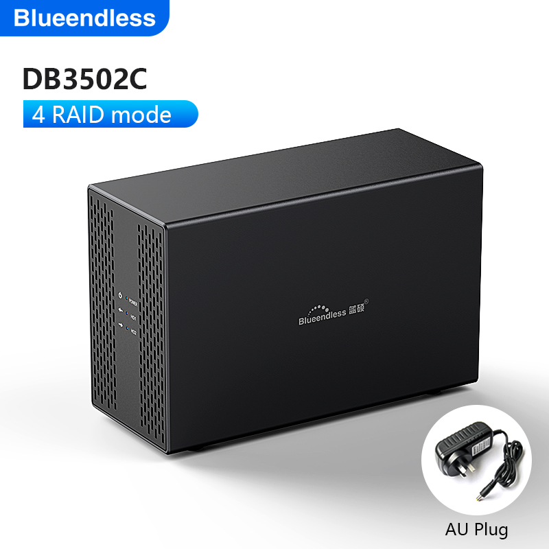 Blueendless Dual Bay RAID hard disk 3.5 USB 3.0 External Type C Dual Hard Drive Enclosure SATA Array box HDD Server Case hdd: Brown