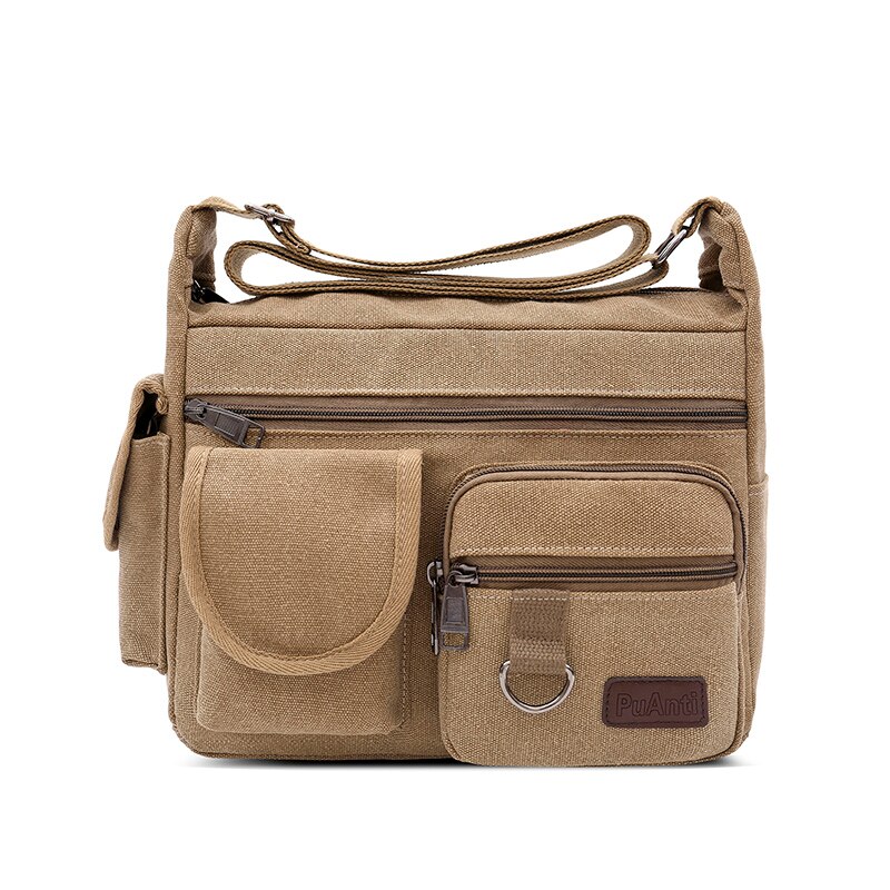 Canvas Messenger Bag Vintage Waterbestendig Waxed Crossbody Tassen Aktetas Gewatteerde Schoudertas: Khaki
