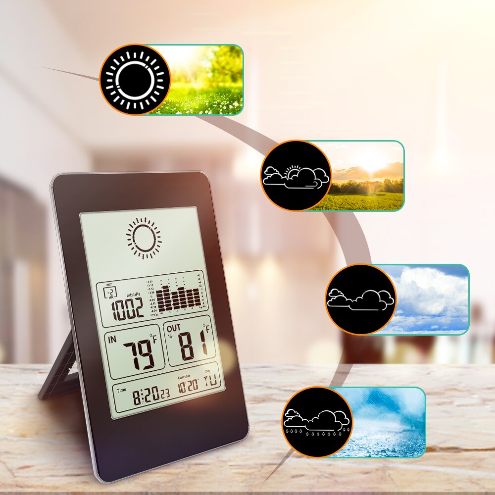 PROTMEX PT3363 Weather in&Outdoor Forecast Weather Station Alarm Clock Time Calendar/Temperature/Pressure