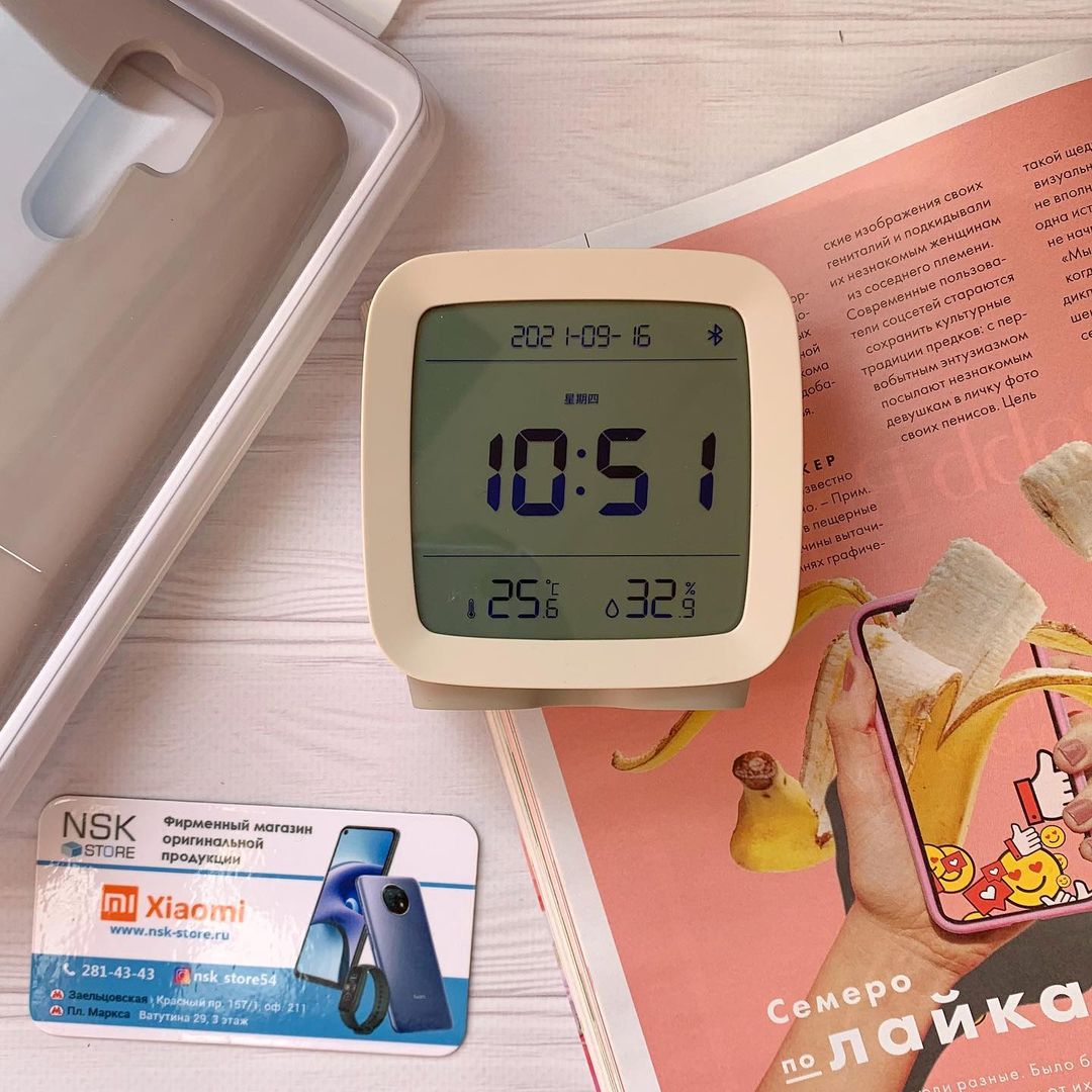 XIAOMI-reloj despertador con Control por aplicación, higrómetro termómetro con Bluetooth 5,0, pantalla LCD, luz nocturna ajustable, calendario, MI Home, Original