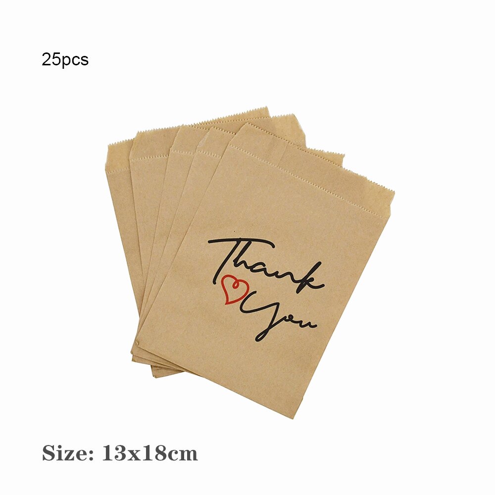 25pcs Kraft Paper Candy Biscuit Packing Bags Wedding Birthday Year Party Favors Supplies Christmas Bag Bags: B