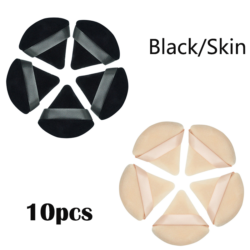 Mini esponja triangular para maquillaje facial, 5/10 Uds., cosméticos, esponja para polvos faciales de algodón suave, herramientas para maquillaje de terciopelo lavables