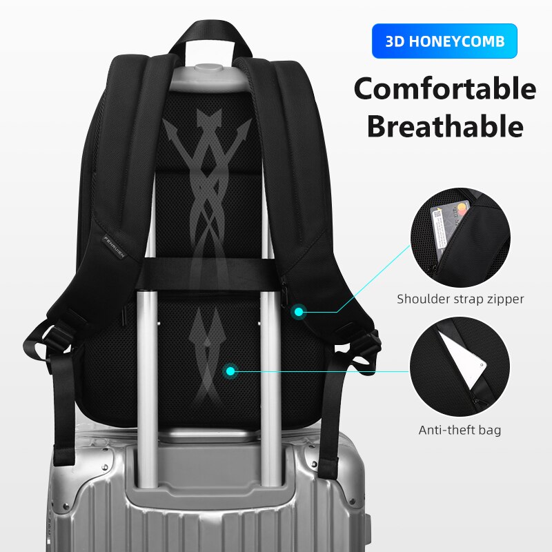 Fenruien Männer Rucksack Business Erweiterbar Rucksack 15,6 Zoll Laptop Rucksäcke Reise Wasserdichte USB Lade Männlichen Schule Taschen