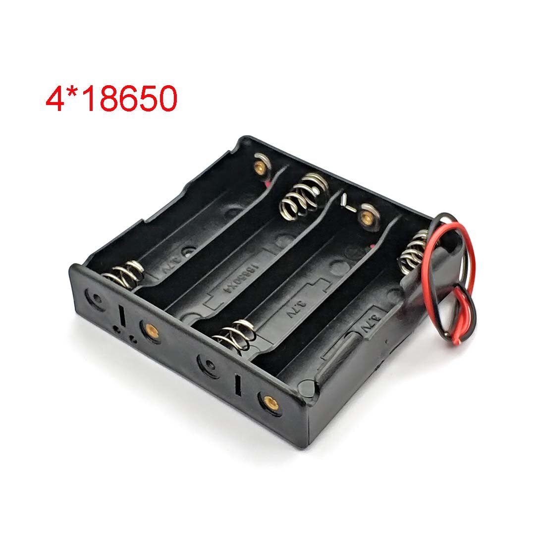 18650 Battery Storage Box Case DIY 1/2/3/4 Slot Way DIY Batteries Clip Holder Container with Wire Lead Pin: 4-18650