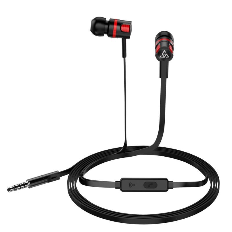 PTM T2 écouteurs in-ear filaire commande vocale avec blé écouteurs universel téléphone portable casque: black red