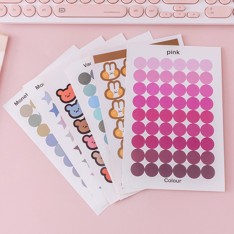 1 Sheet Cute Stationery Office School Supplies Kawaii Dot Heart Stickers Diary Scrapbook Decoration Adhesive Diary Album