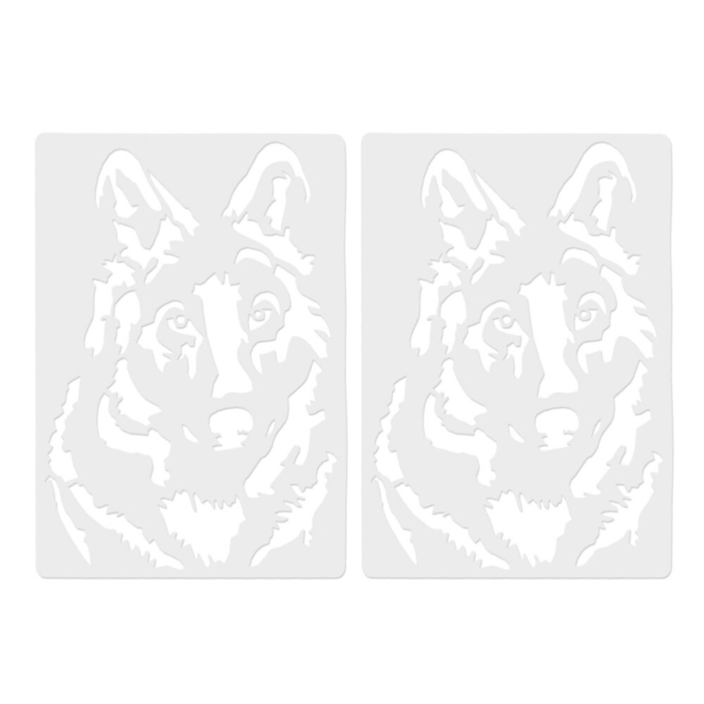 5pcs Multifunctional Chic Hollow out Plastic Wolf Pattern Painting Stencil Friends Co-worker Family