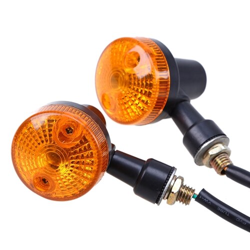 POSSBAY-clignotant clignotant moto Chrome | Indicateur lumineux café Racer, lampe ambre pour Honda Yamaha Suzuki Harley: Yellow Len Black