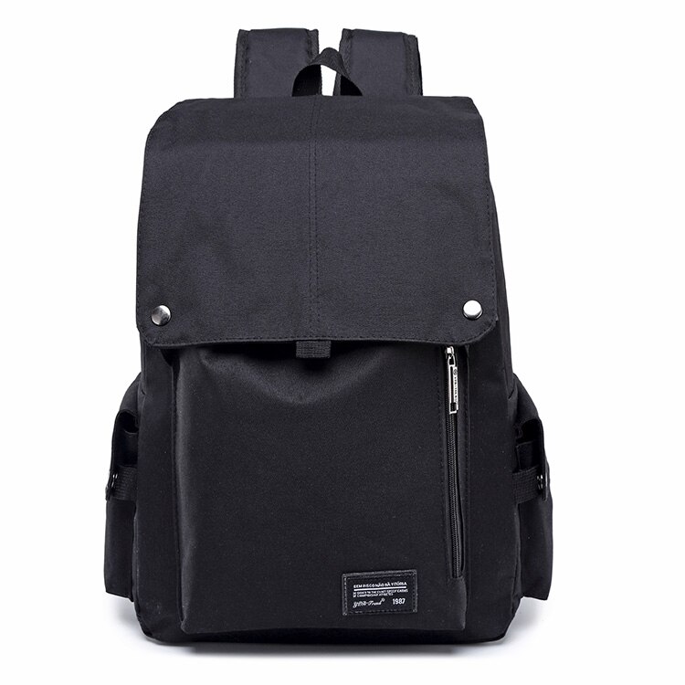 Zenbefe enkel linned rygsæk mænd skoletaske laptop rygsæk rejse rygsæk afslappet stachels rygsæk mochila tasker: Sort