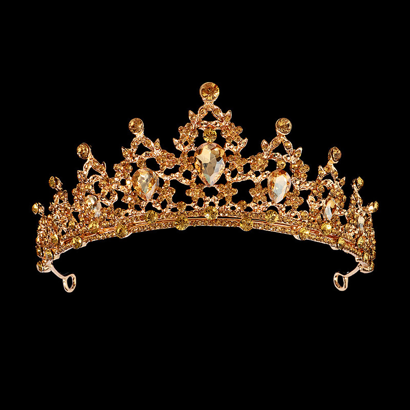 Mode Zwart Kristal Haar Kroon Voor Vrouwen Prom Gouden Kleur Tiara 'S En Kronen Haaraccessoires Bruids Haar Sieraden: Roze