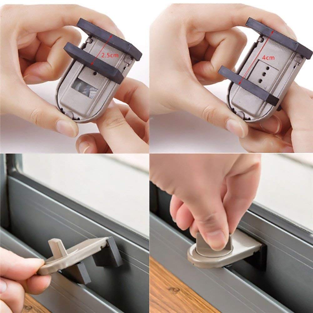 -2 Pcs Sliding Window Frame Stopper Cabinet Lock Belt Door Anti-Theft Lock Window Sliding Door Baby Child Child Protection