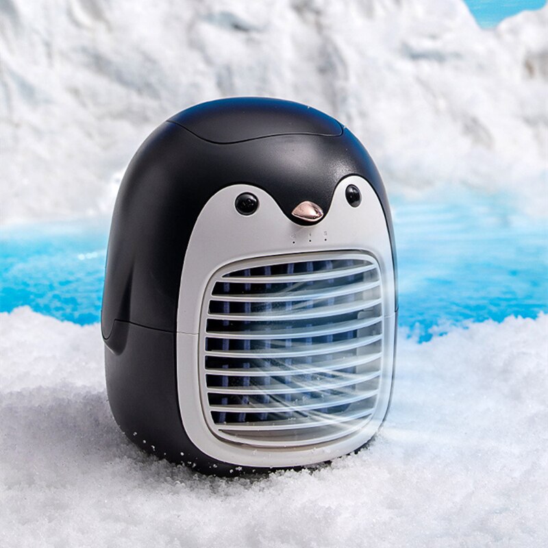 Simpatico pinguino spray acqua ventola di raffreddamento ad aria USB ricaricabile casa desktop mini condizionatore d'aria nebulizzatore umidificatore ventilatore 3 ingranaggi regolabile