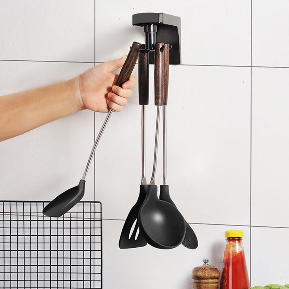 360 Degrees Rotated Kitchen Hooks Self Adhesive 6 Hooks Door Hook Hanger Hanging Rack Bathroom