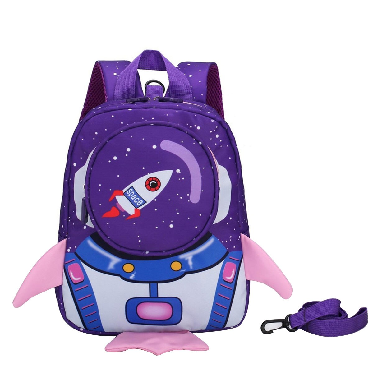 Toddler baby baby boy girl school bag space raket print børnehave rygsæk kid skuldertaske sød: Lilla