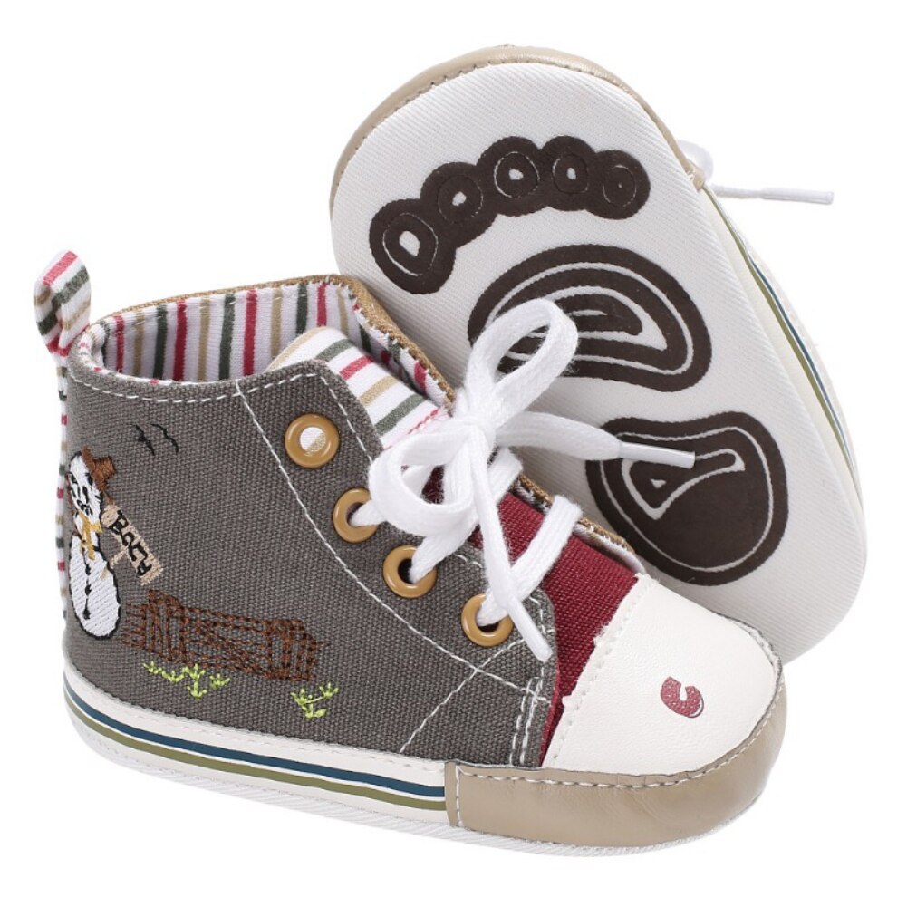 Bobora Pasgeboren Baby Babyschoenen Canvas Schoenen Baby Jongens Meisjes Hoge Top Sneaker Zachte Anti-Slip Zool: H / 13-18 months