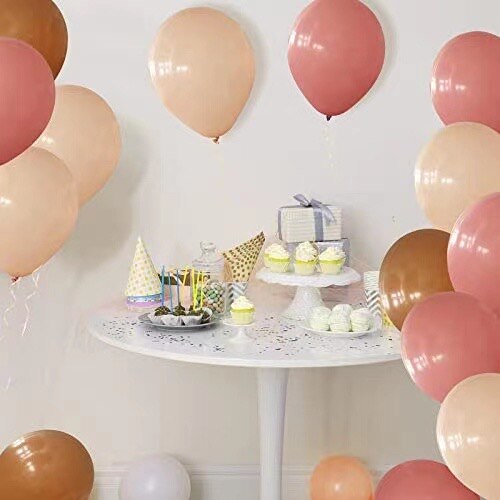 Globos Retro para decoración de fiestas de cumpleaños, 15 piezas, color rosa, verde, caramelo, café, rústico, Helio de aire