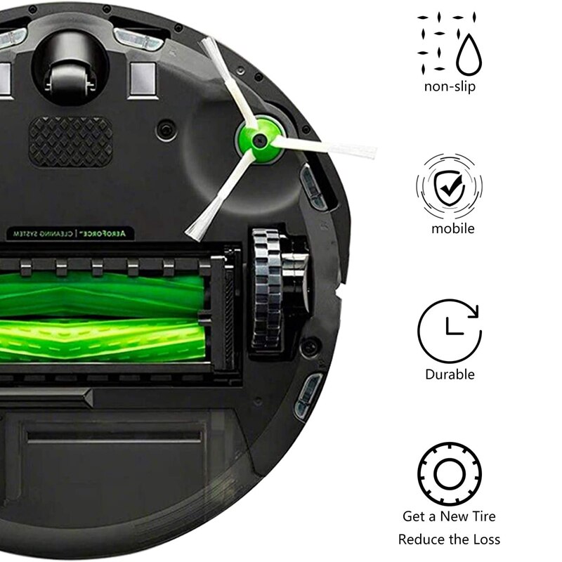 Neumáticos para IROBOT ROOMBA Serie 500, 600, 700, 800 y 900, antideslizantes, gran adherencia y fácil montaje, paquete de 4