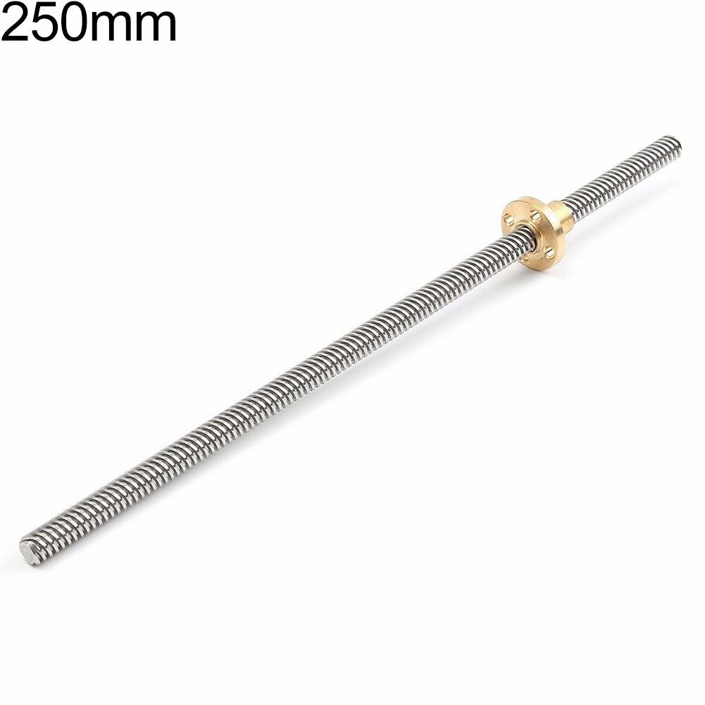 150-500mm 3D Printer T8 Stepper Trapezoidal Acme Thread Lead Screw Rod with Nut: 250mm