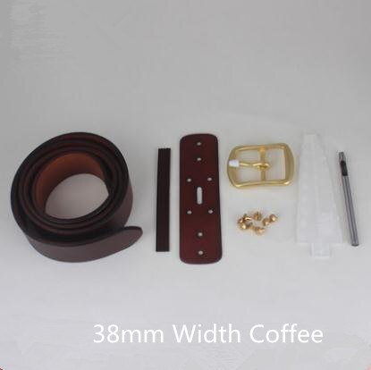 Handgemaakte DIY Lederen riem Materialen DIY mannen laag lederen riem met naald gesp groente lederen heren riem strip mat: Donker Kaki