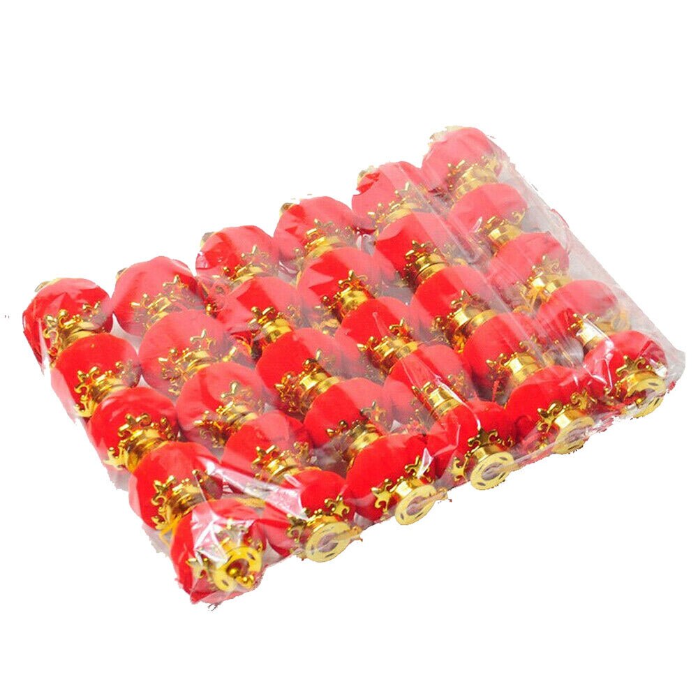 Small Red Chinese Mini Lanterns 30 Pieces Pack Year Festival Wedding Decor Plastic Lanterns Decoration Style