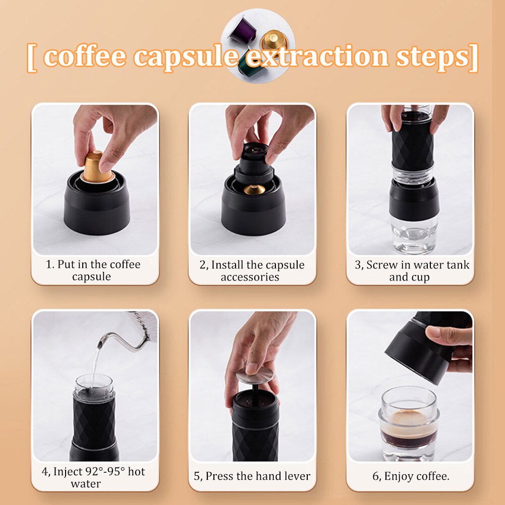 Mini Espresso Coffee Machine Portable Coffee Maker Hourglass American Manual Handheld Espresso Coffee Maker For Home Travel