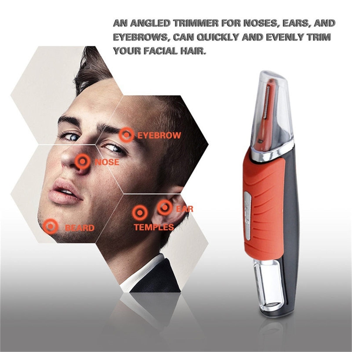 Dual End Trimmer Clipper Micro Personal Beard Hair Touch Trimmer Shaver Grooming Remover Anti-skid Control Handle with LED Light
