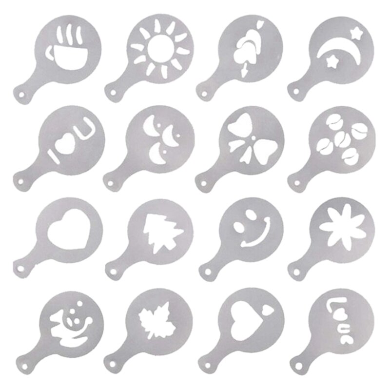 32 stuks/set koffiesjablonen, tekenmatrijs, luxe koffieprintmodel, plastic spuitmal, mal voor koffieservies