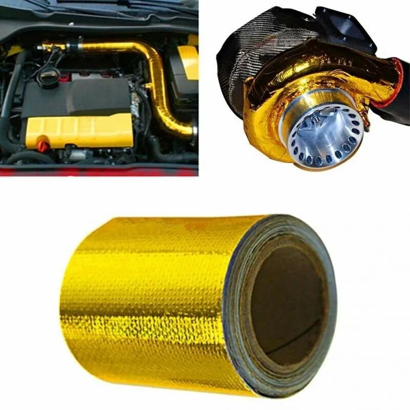 Goud Thermische Uitlaat Tape Luchtinlaat Warmte-isolatie Shield Wrap Reflecterende Hoge Temperatuur Isolatie Tape Folie Tape Voor Auto E