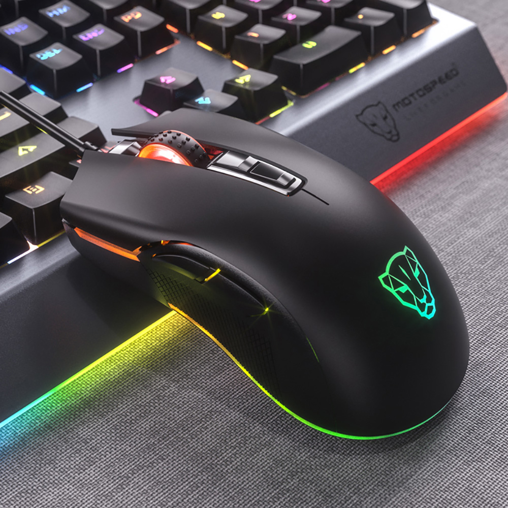 Motospeed V70 Wired Gaming Mouse Lightweight RGB Backlight 7 Keys Macro Programming Optical Sensor Mouse Gamer For PC Laptop