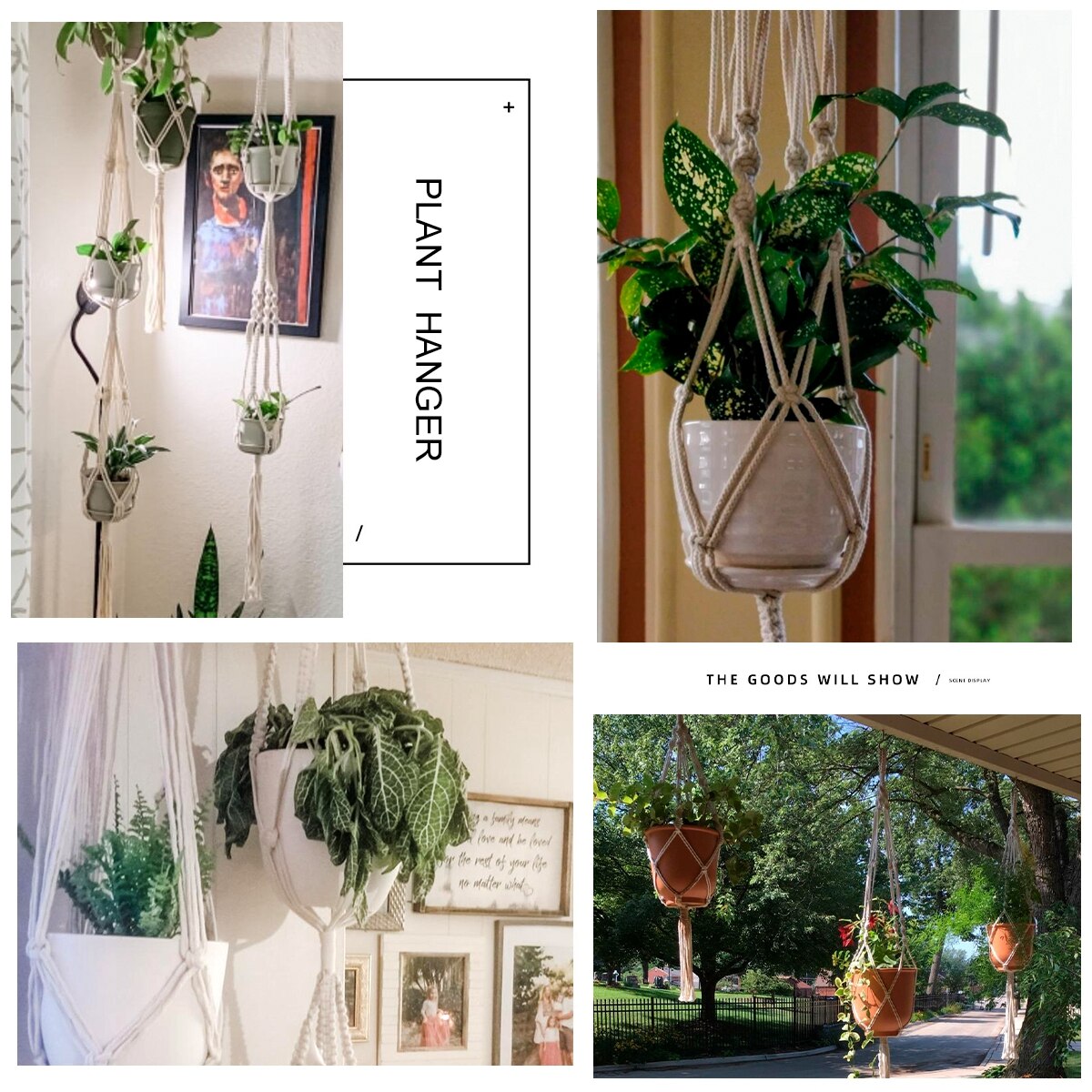 Handmade Macrame Plant Hanger Flower Pot Hanger Flowerpot Net Hanging Basket for Plants Hanger for Wall Decor Countyard Garden