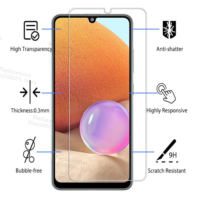 2pcs tempered glass on A32 case samsun glass For samsung galaxy A32 a 32 32A glasses samsunga32 6.4'' phone cover SM-A325F